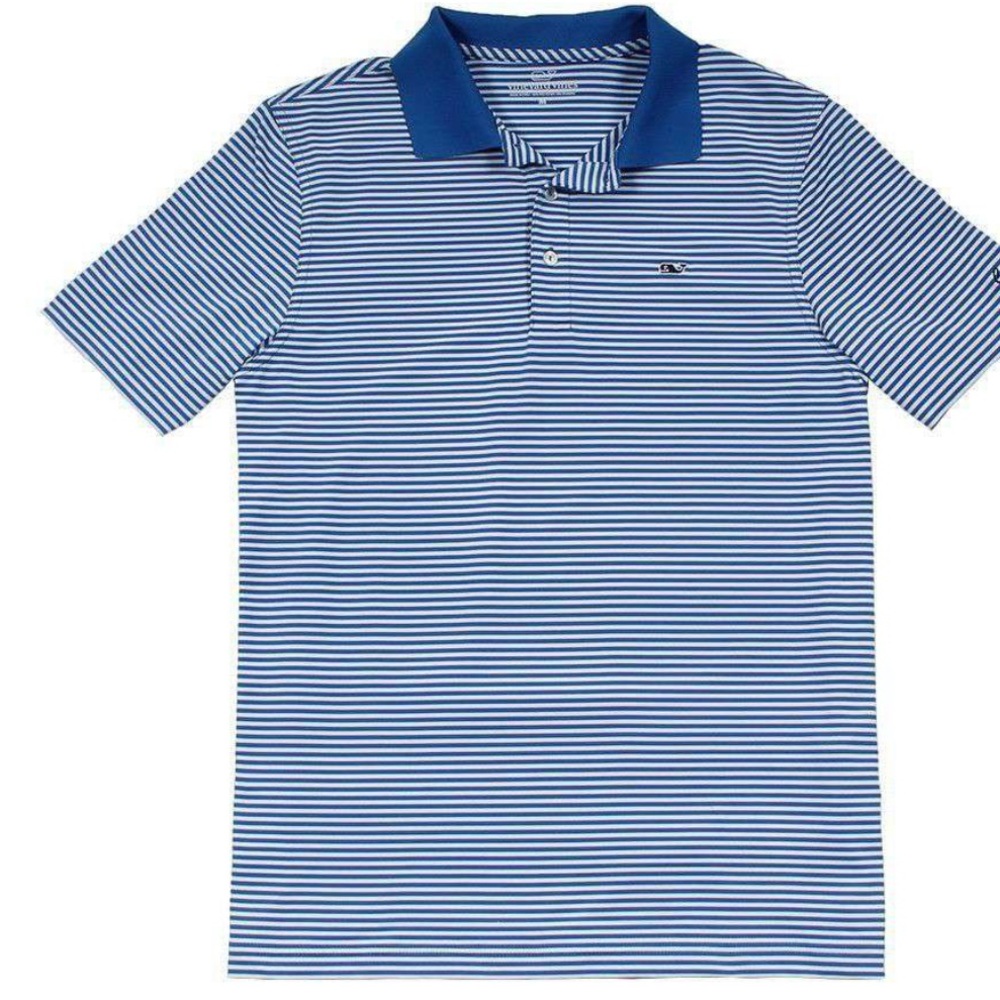 Vineyard vines, performance polo, striped with contrast collar